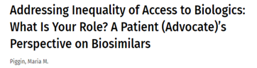 An article focused on the Patient (Advocate)’s Perspective on Biosimilars has been recently published!